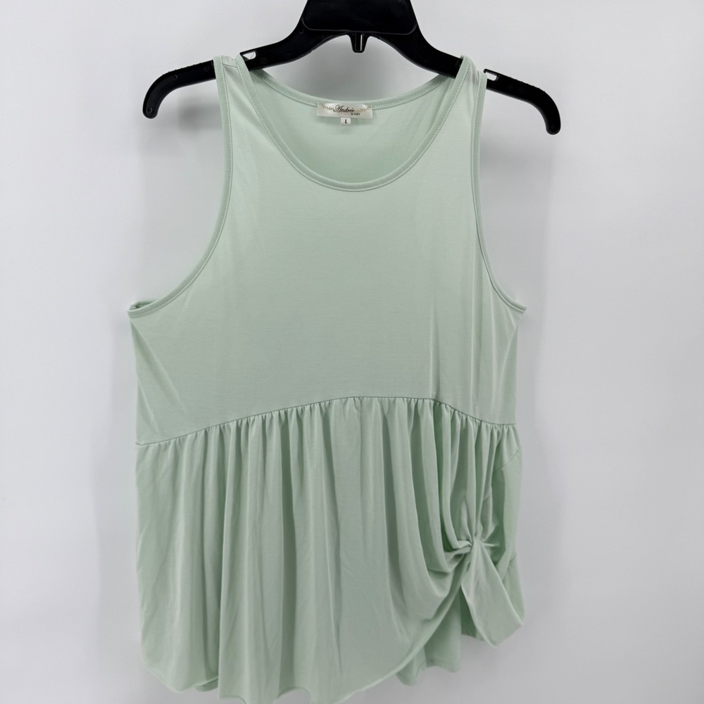 Andree by Unit Tank Top, Peplum, Knot Detail, Sleeveless, Casual, Green - Size L - Picture 5 of 8